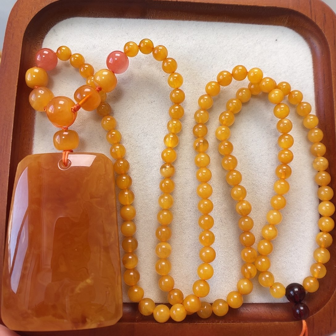 蜜蜡未镶嵌项链吊坠