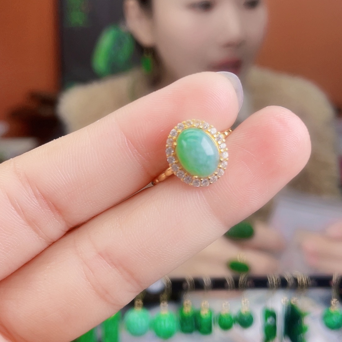 翡翠银S925镶嵌耳饰