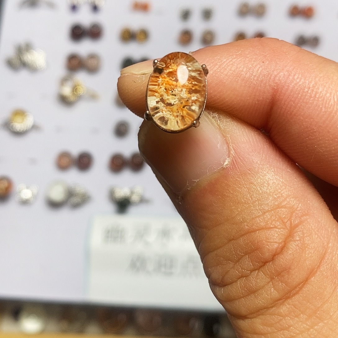 水晶耳钉银S925镶嵌@*泡幽灵耳钉