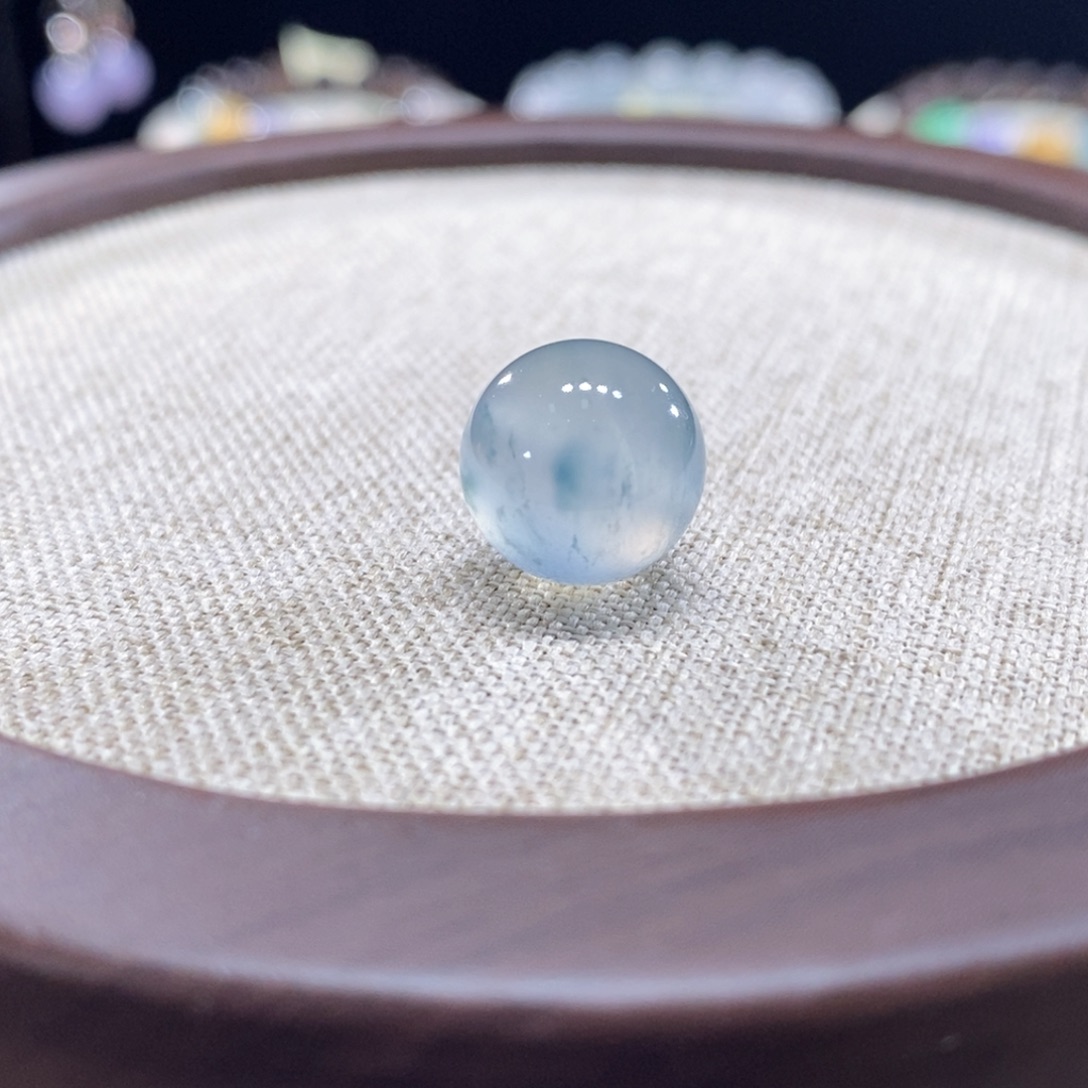 翡翠未镶嵌颈饰高冰飘蓝花珠珠