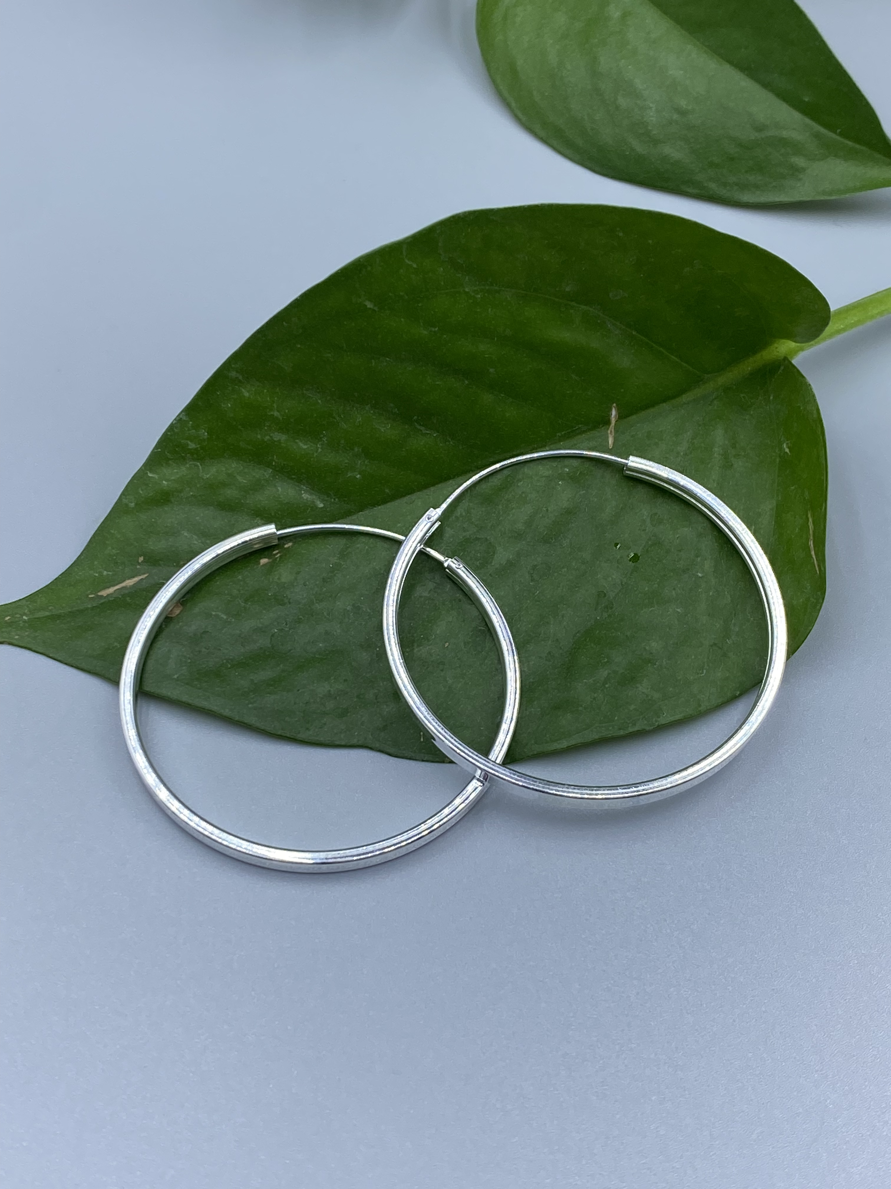 足银耳饰 侗石記 光面圆形耳圈