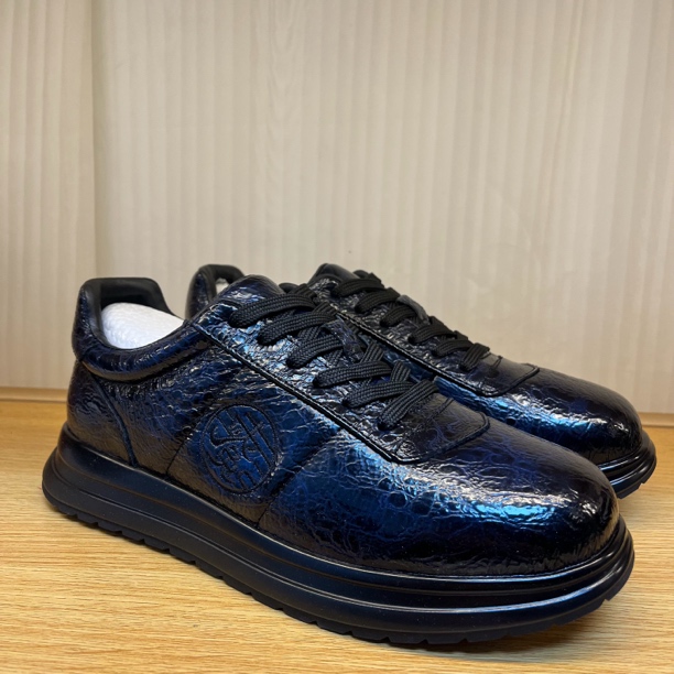 8823-12-黑篮-稀有皮-男士休闲鞋