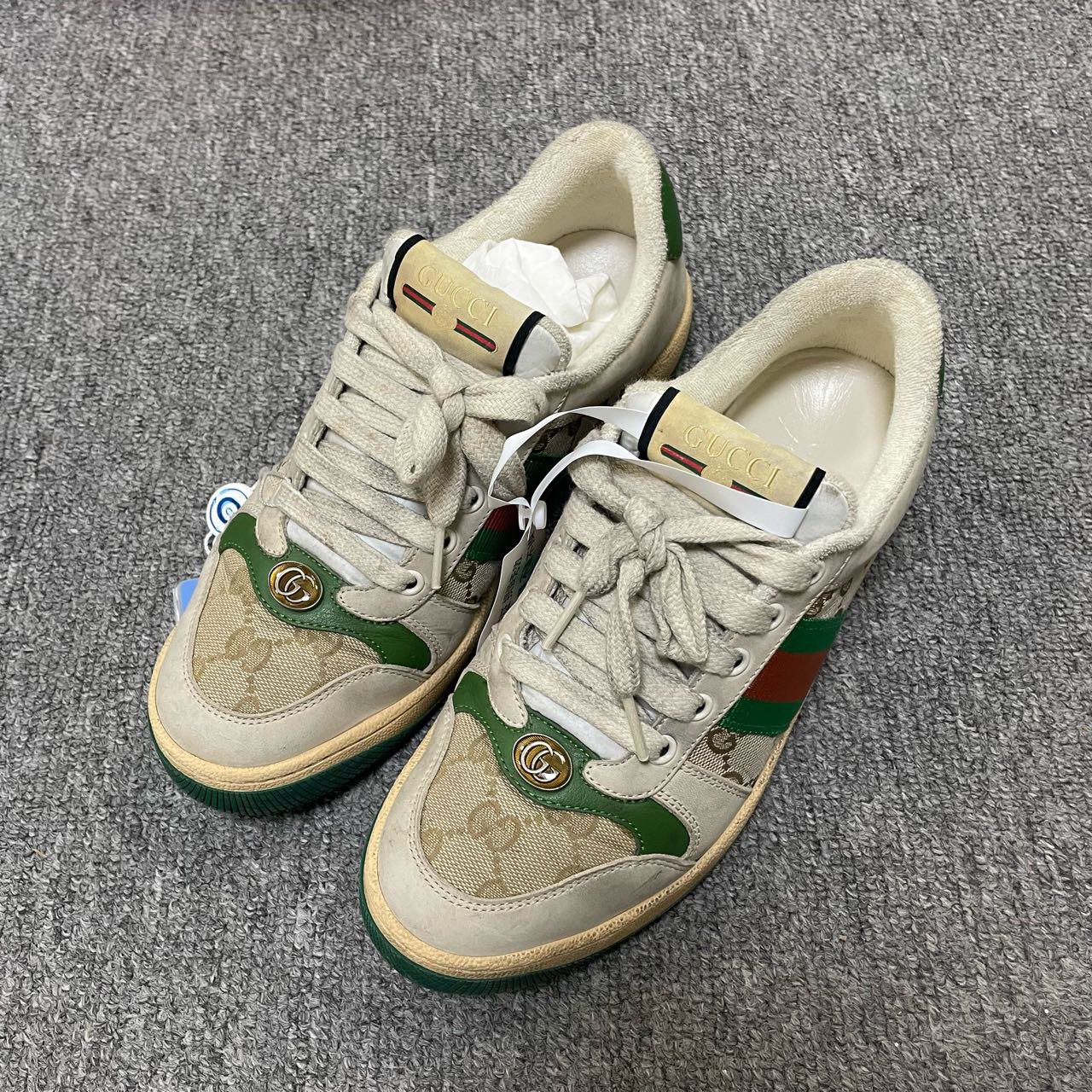 95新 GUCCI/古驰 （有盒）Screener 做旧款低帮时尚板鞋 37码/3916