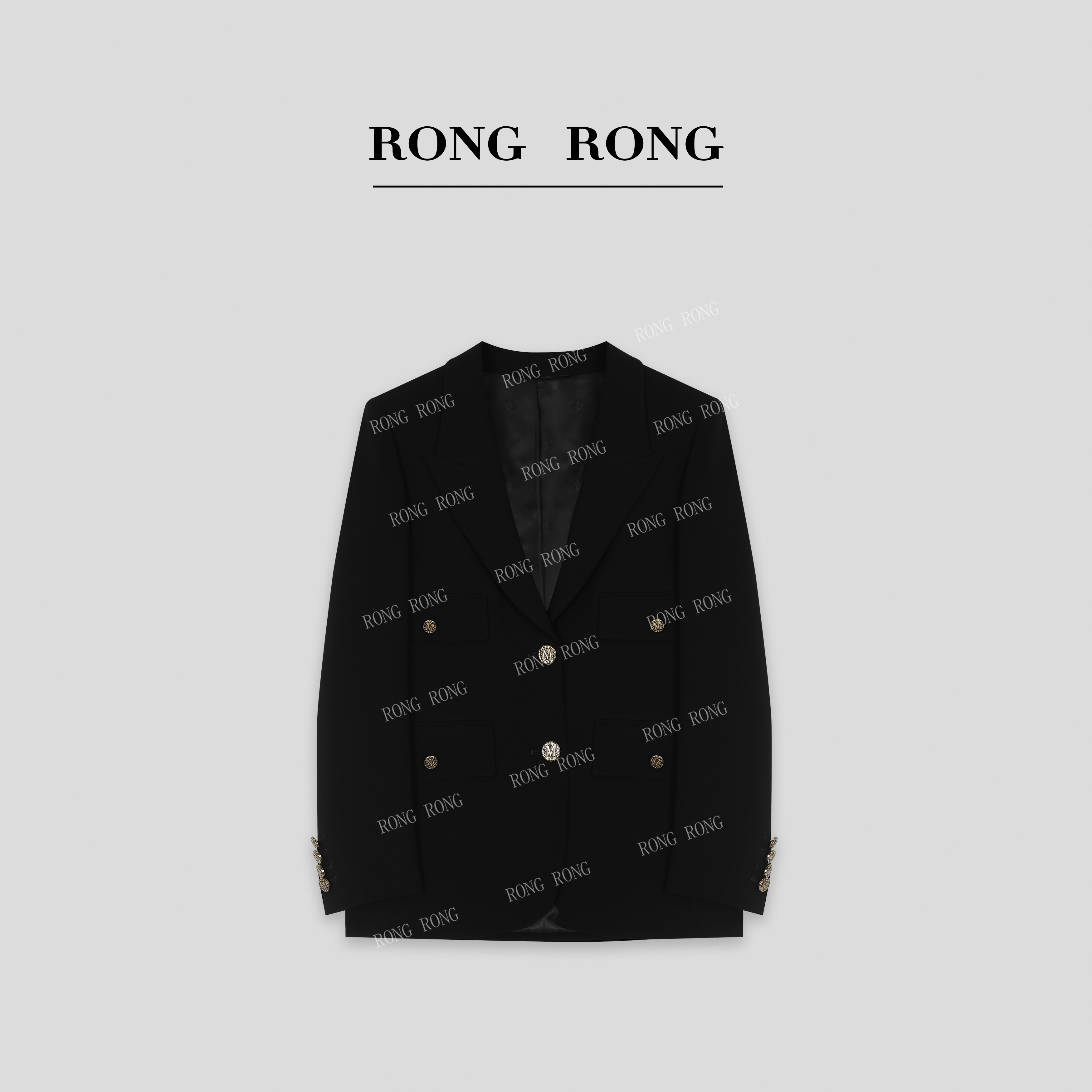 溶溶J【岁月鎏金】RONGRONG二醋酸复古感金属扣西装外套NARA-WJK084
