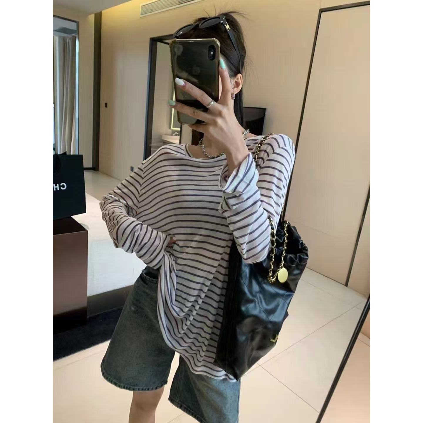 【福利】闰熙4-简约休闲百搭舒适条纹T恤#74744