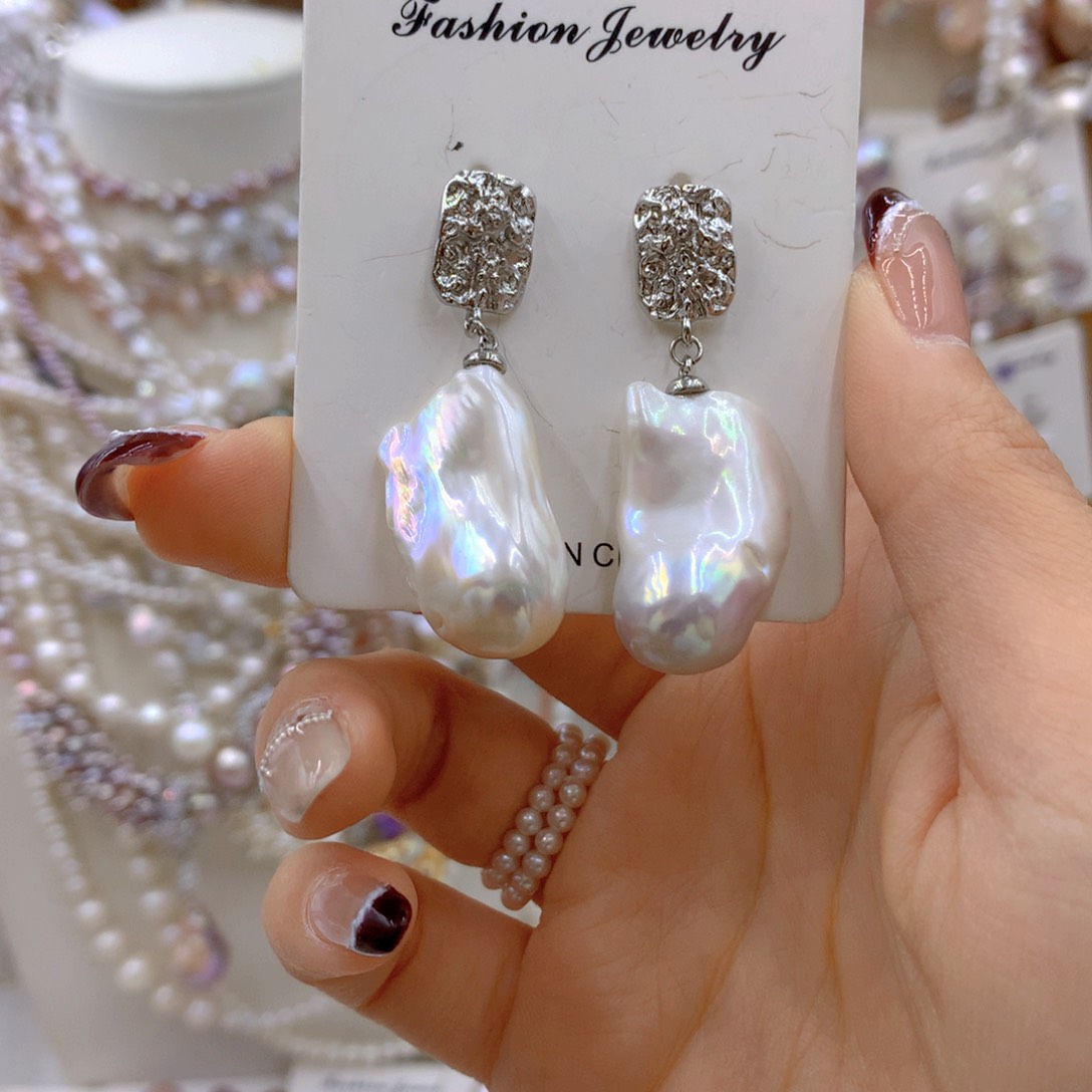 淡水珍珠耳饰银S925镶嵌