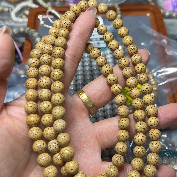 星月菩提手串圆9原脂黄脖挂