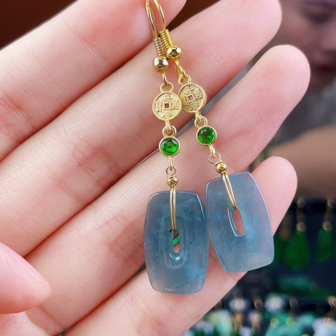 翡翠未镶嵌耳饰饰品