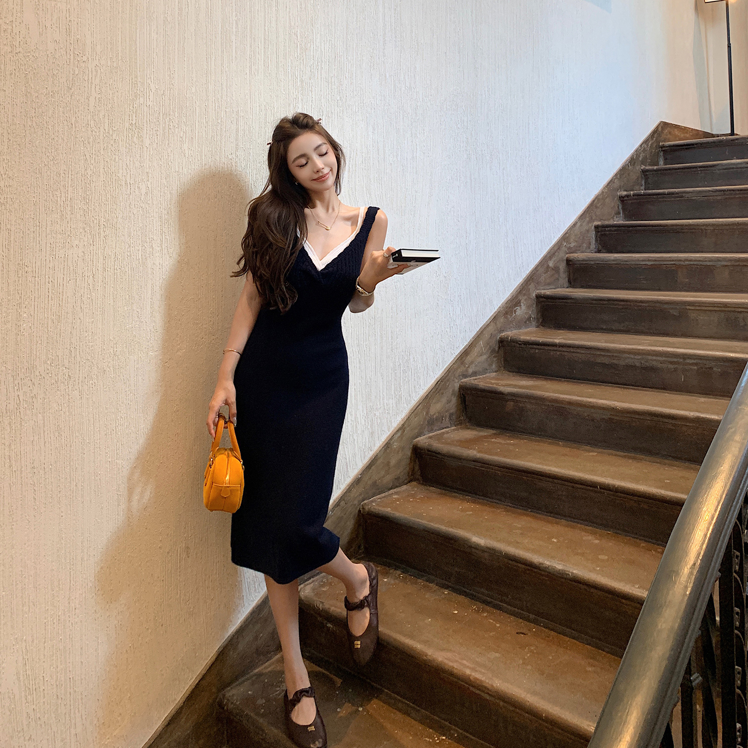 "钓系姐姐"美到犯规精致优雅lady 60支扬子纱吊带/100羊毛连衣裙