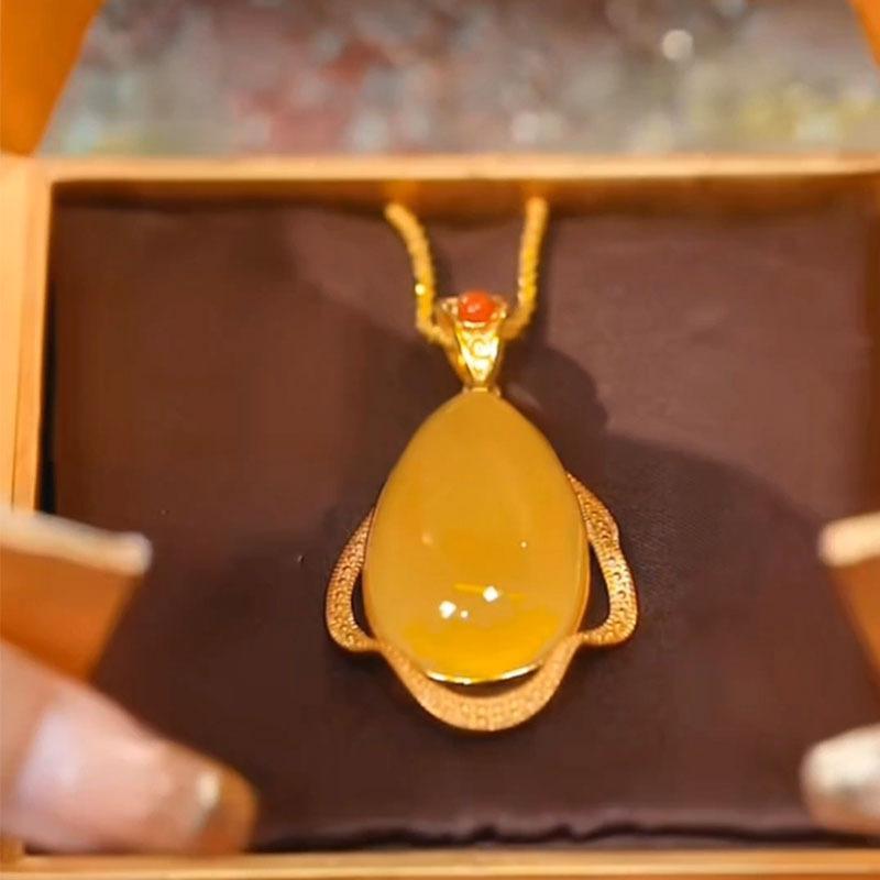 【海洋之心】新款轻奢时尚百搭冰黄复古水滴高端气质优雅节日礼物商品图