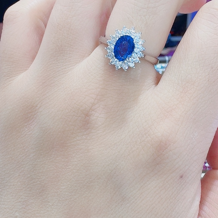 蓝宝石戒指银S925镶嵌