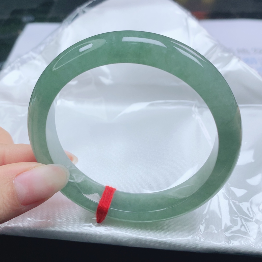 翡翠未镶嵌手镯翡翠58.0冰种蓝绿满色正圈