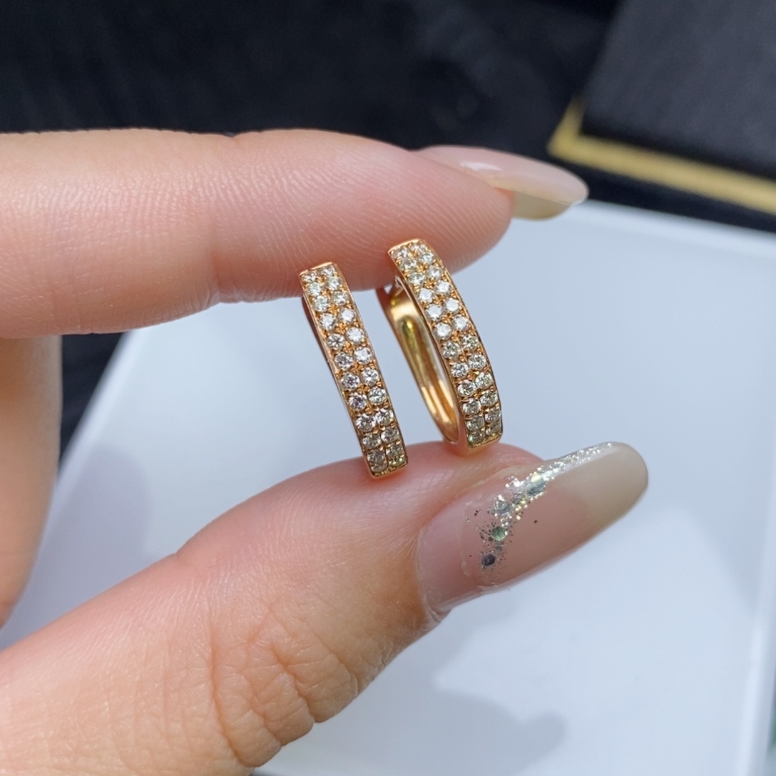 钻石18K金镶嵌耳饰双排耳扣