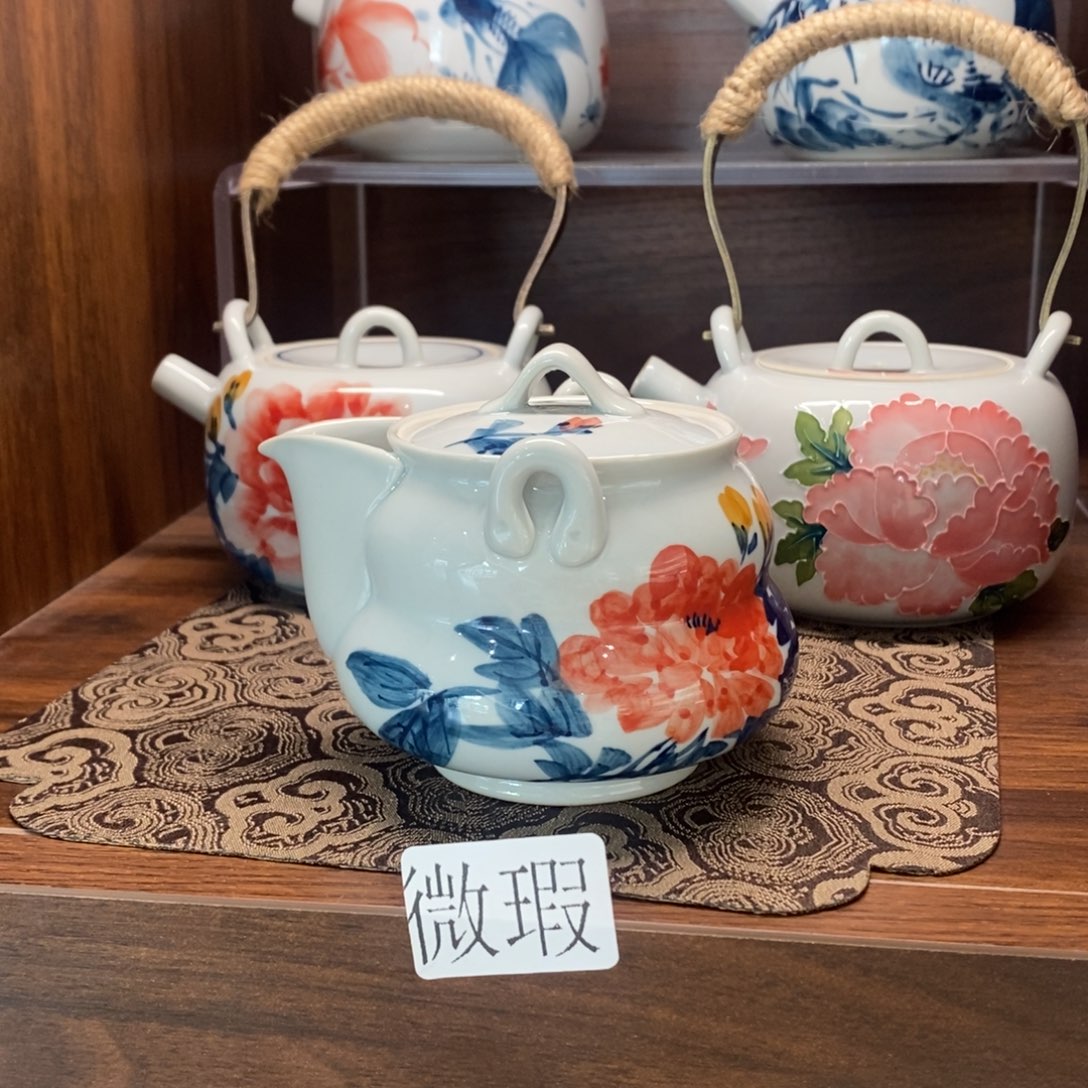 釉下彩老陶泥手工绘制