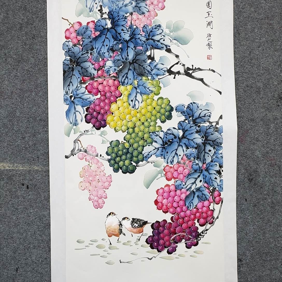 国画100*50纯手绘于往之