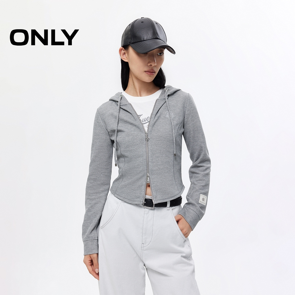 ONLY2025秋季新款运动休闲连帽双向拉链长袖开衫卫衣女|12539R021
