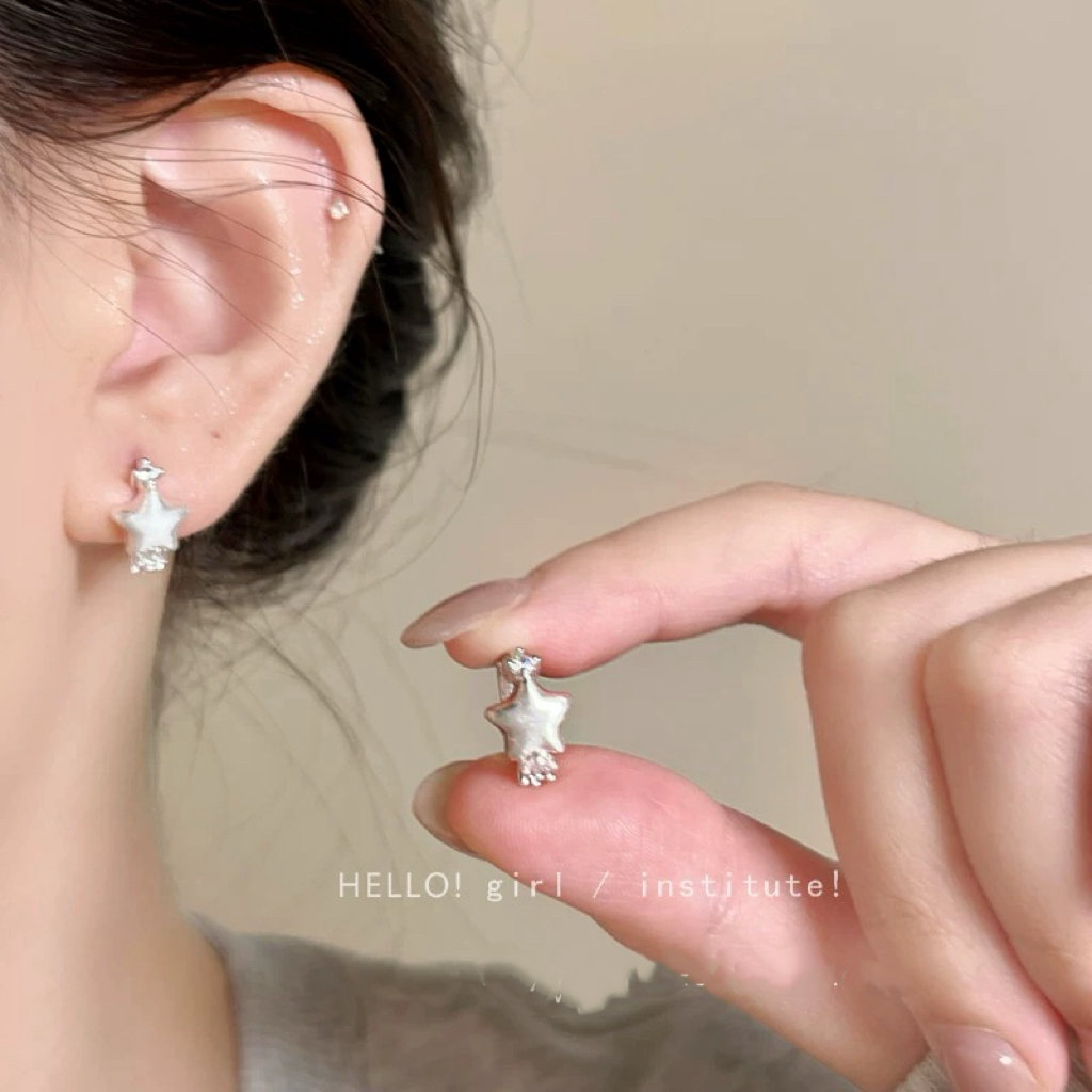 铜合金耳饰 1142 韩系简约拉丝星星耳扣女轻奢小众设计感耳环耳饰