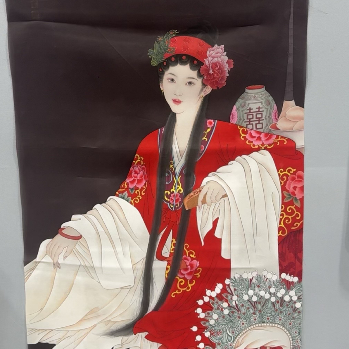 绢本手绘人物美女图