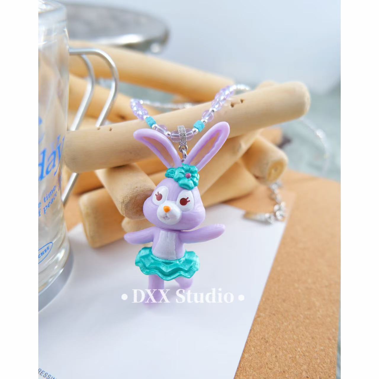 铜合金项链 小众设计紫色系公仔百搭项链45522