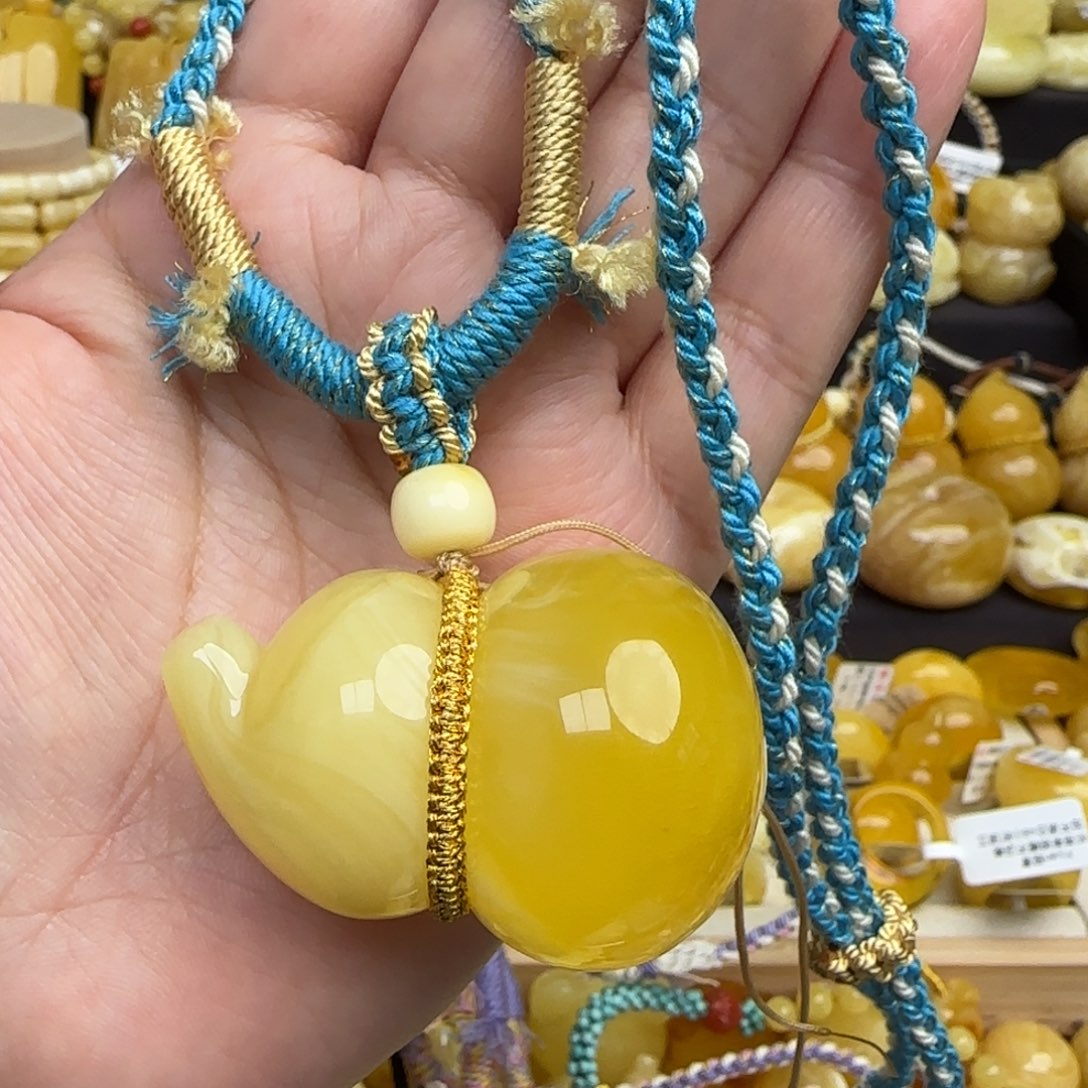 蜜蜡套链未镶嵌天然妖花蜜蜡葫芦吊坠