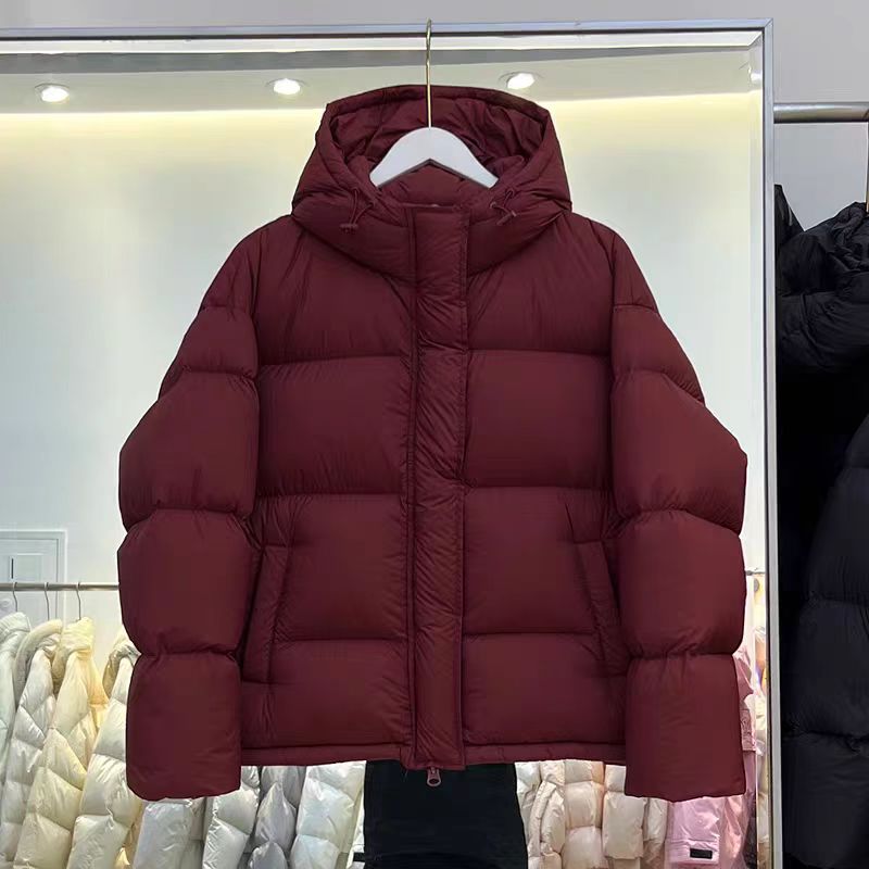 A78#泡芙云朵鹅绒服女短款加厚2025新款连帽轻柔小个子面包服外套