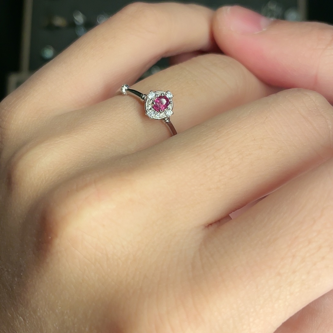 红宝石戒指银S925镶嵌