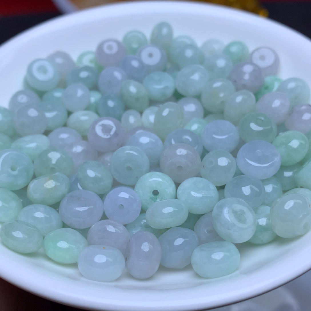 【闪购商品】翡翠手链未镶嵌卡6乘9冰紫绿鼓珠20个