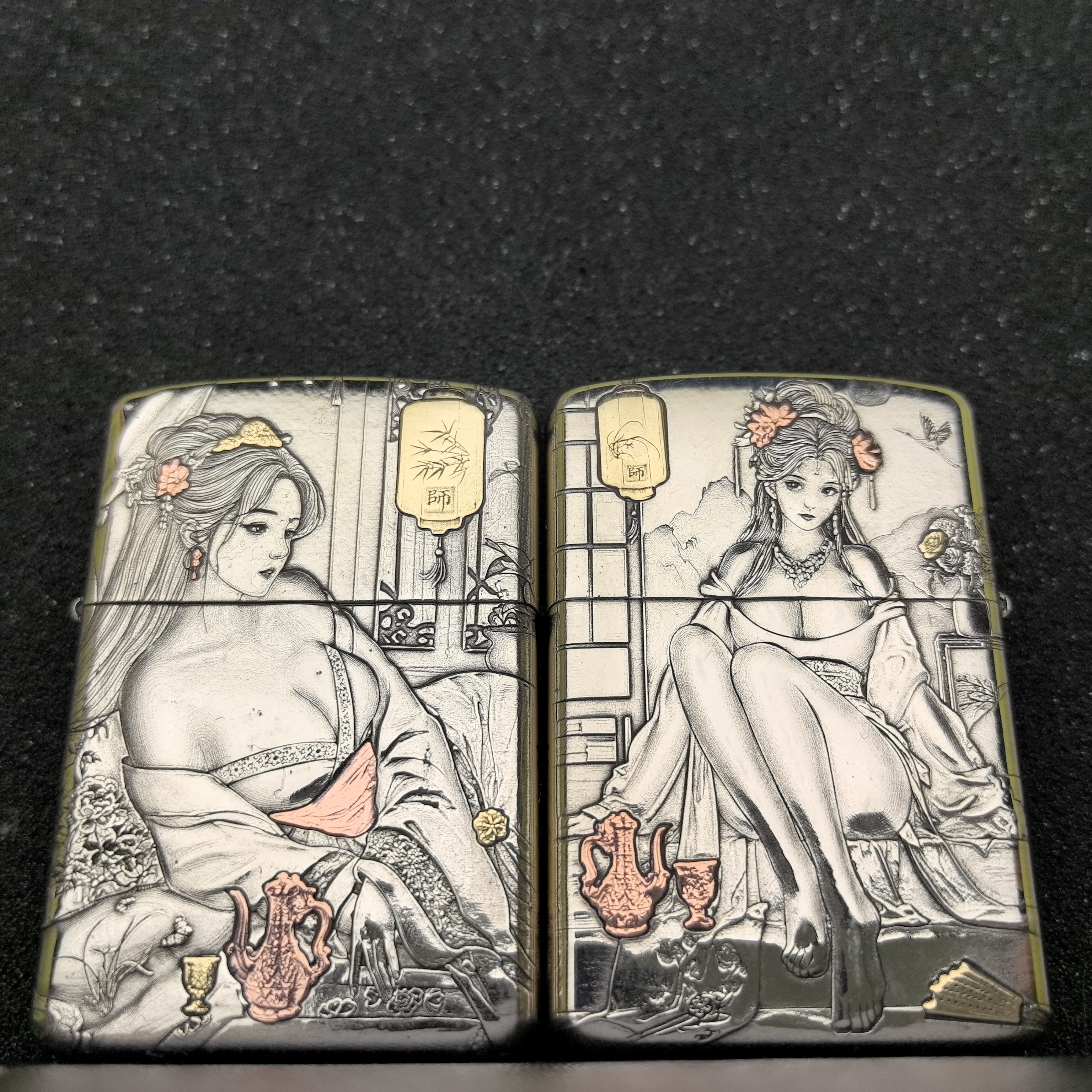 ZORRO2代902S盔甲(李诗诗)双面浮雕镶嵌煤油打火机[云川工作室]