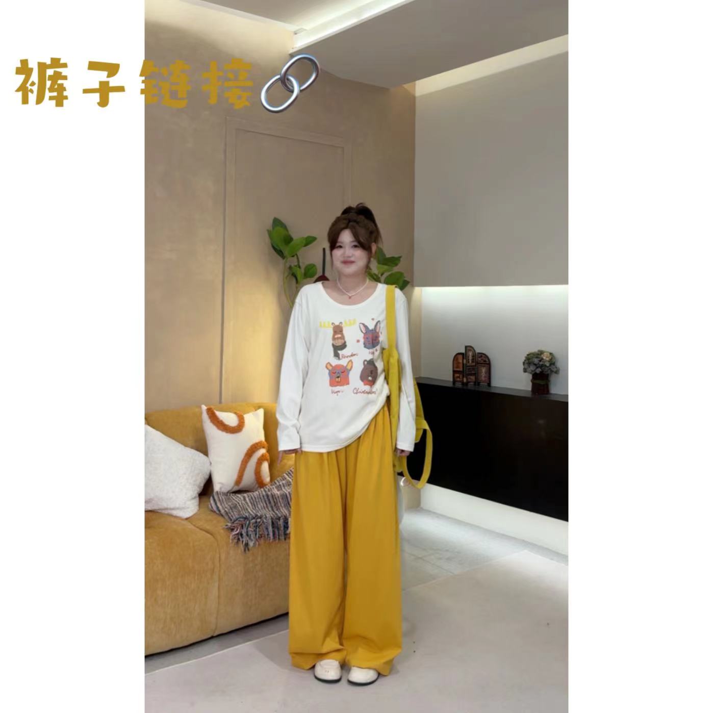 晶咕佳佳【色彩时光】宽松显瘦休闲百搭高腰垂感口袋阔腿长裤