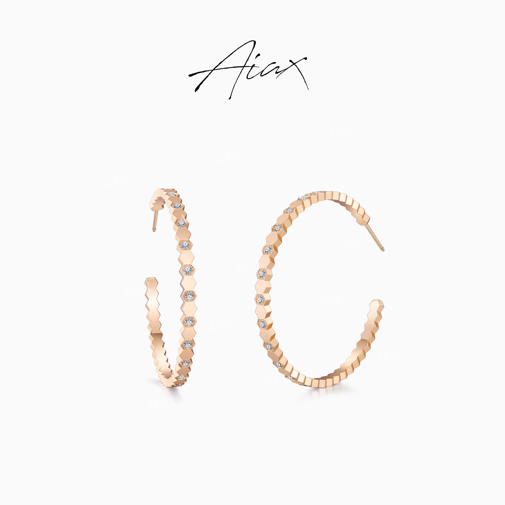 AIAX 流光风 简约少女轻奢气质时尚百搭经典蜂巢圈圈耳环TSL1719