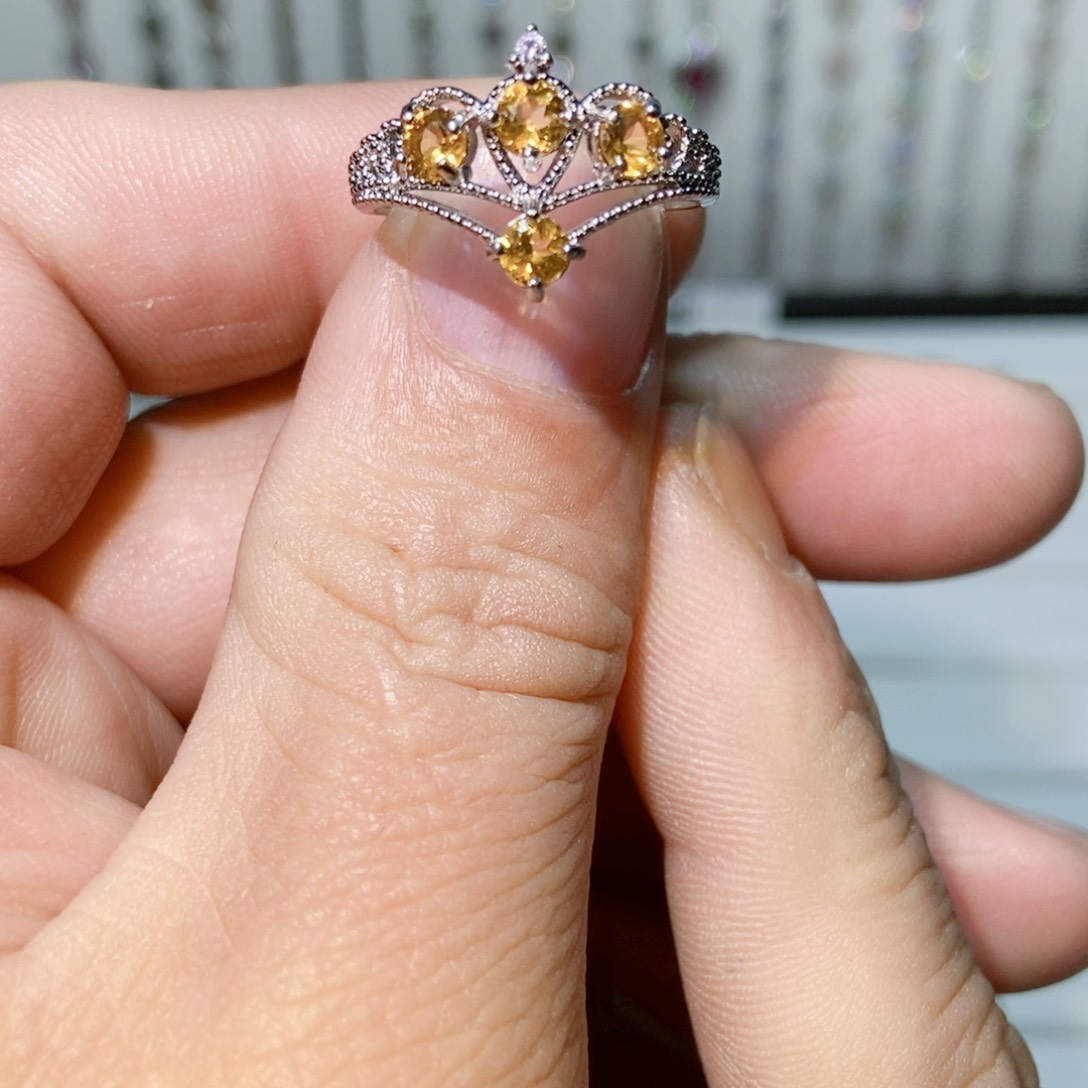 绿水晶戒指银S925镶嵌
