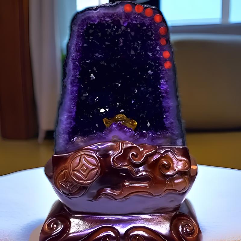 天然乌拉圭紫晶洞，极品颜色，颜色浓郁颗粒饱满品相高