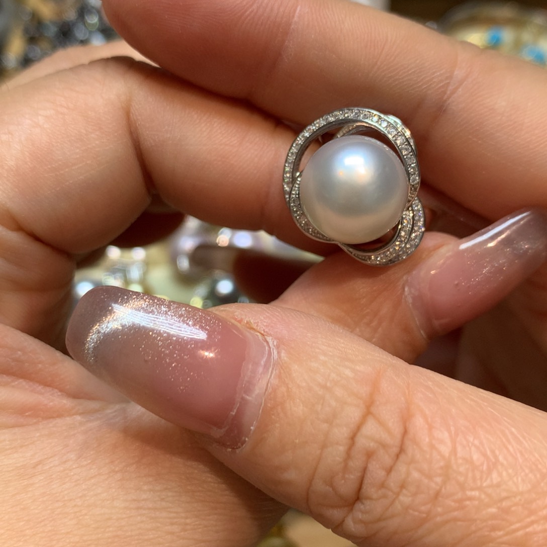 海水珍珠戒指银S925镶嵌