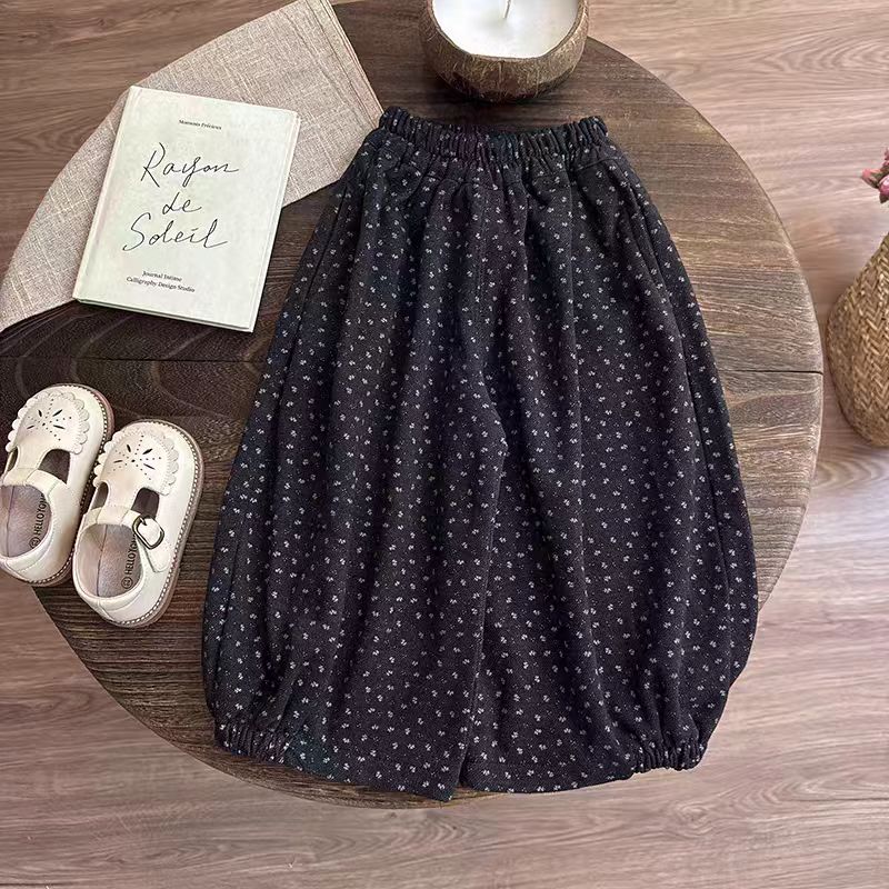 女童秋季2025韩版碎花灯笼休闲裤女宝宝时尚洋气百搭长裤