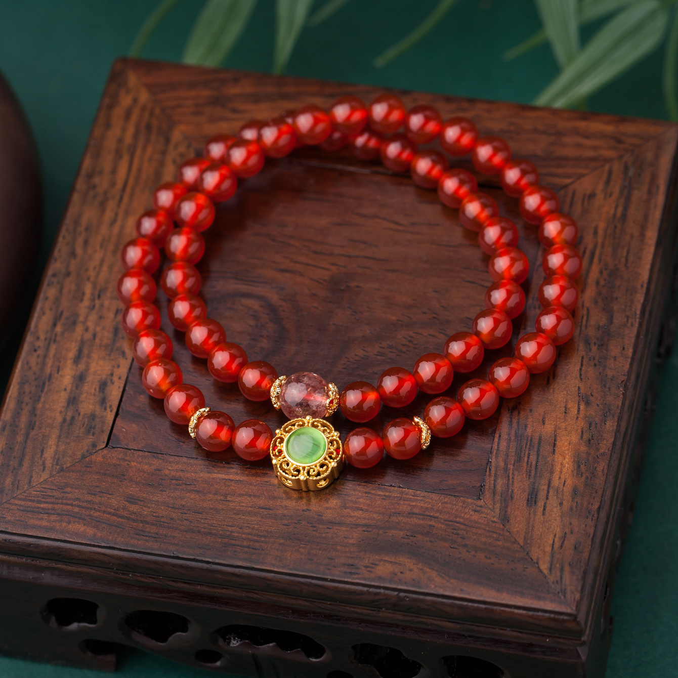 红玛瑙双圈手串多样性发-019 