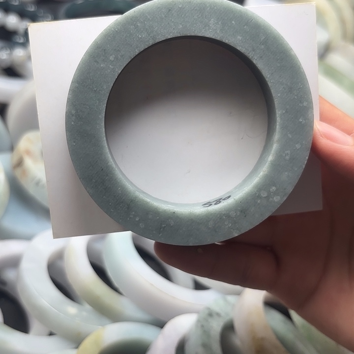 定制翡翠未镶嵌翡翠蓝色翡翠暴风雪手镯58-69