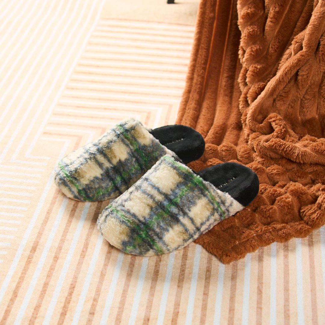 【运费险+现货】超静音牛筋底格子情侣厚底保暖居家拖鞋冬款棉鞋