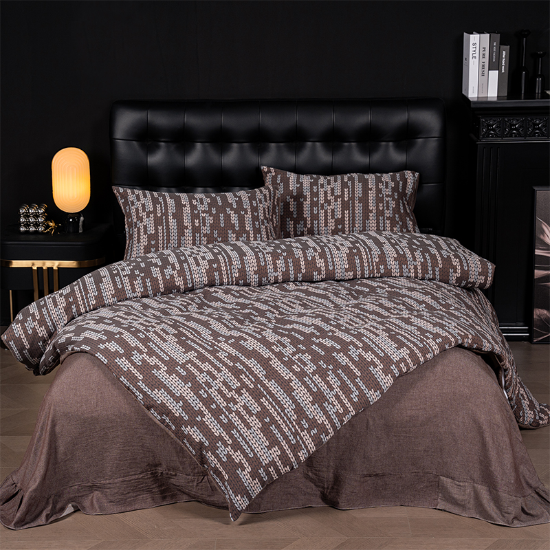 【四件套-森系麦穗-咖-200】中古香奶奶风色织四件套