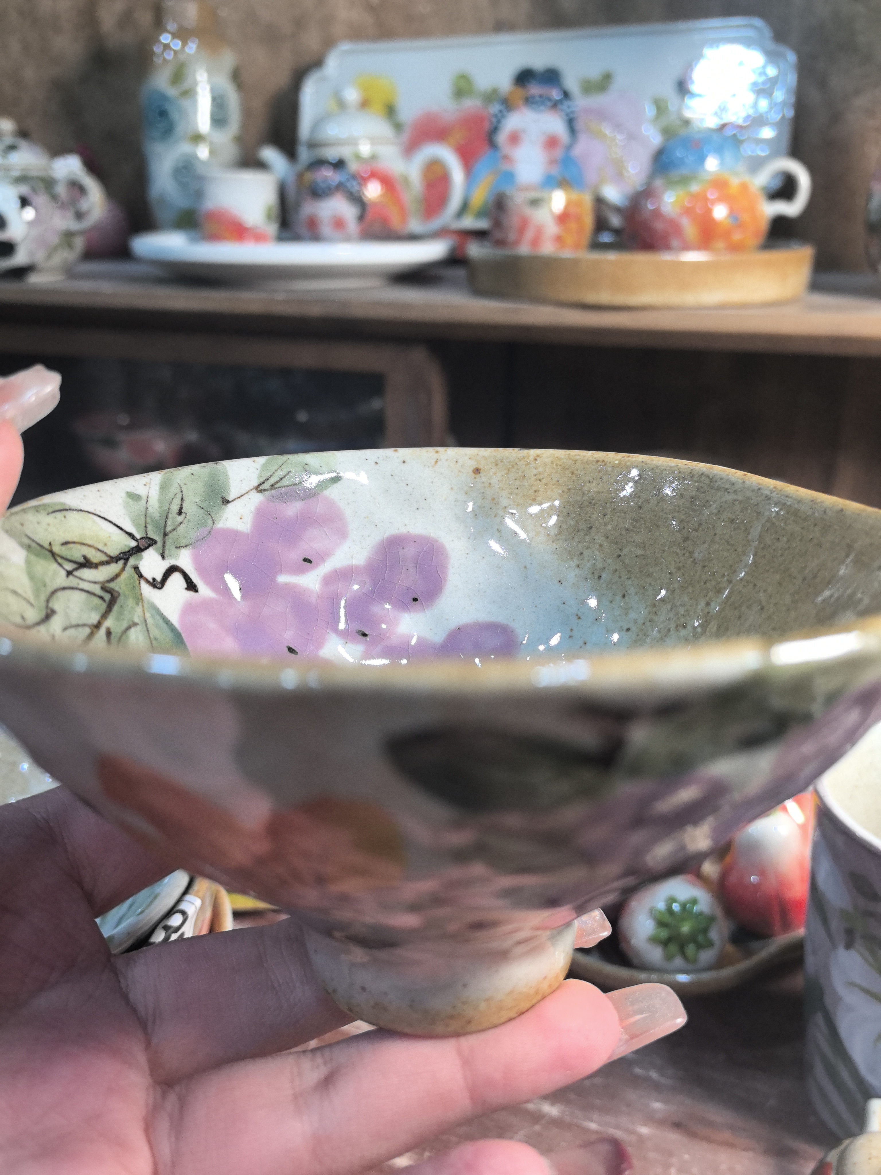 葡萄斗笠碗陶瓷景德镇