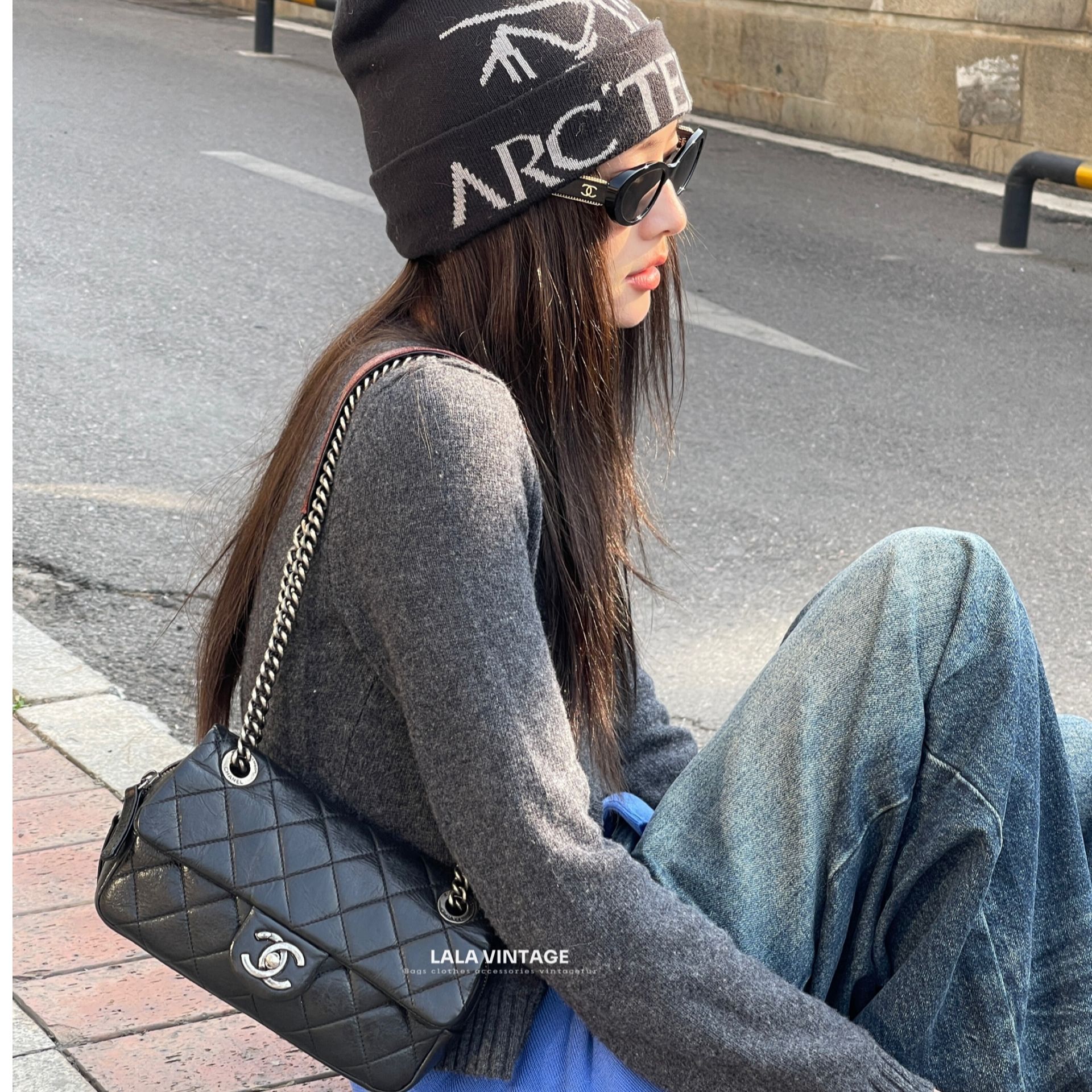 95新 Chanel/香奈儿 Chanel黑银油蜡皮牛皮孟买大mini斜挎包｜1851