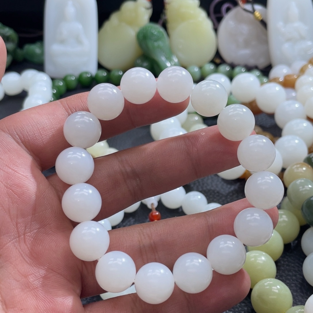 和田玉手串未镶嵌宝***拙