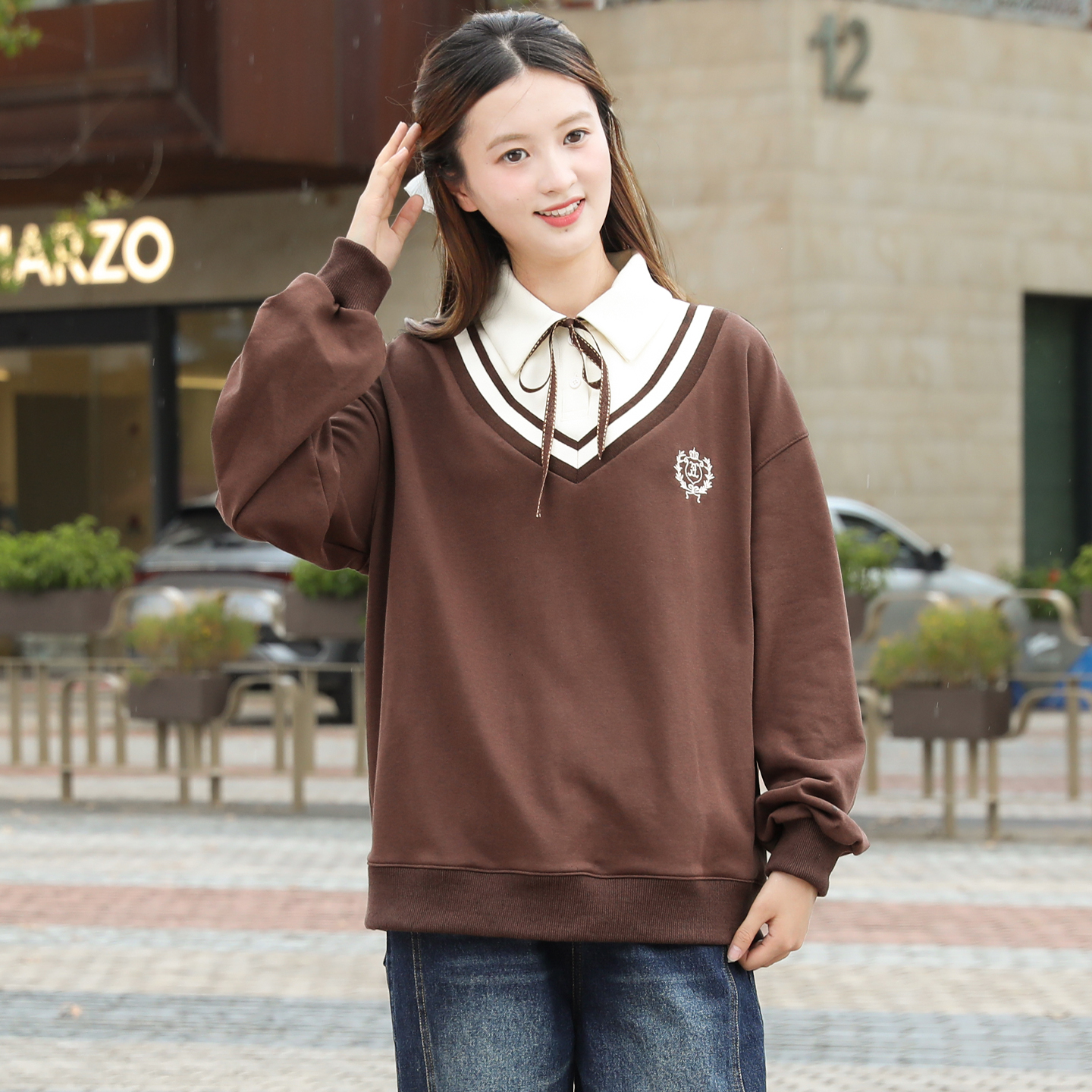 初中生卫衣女学院风高中学生大童10-18岁青少女上衣洋气宽松春秋