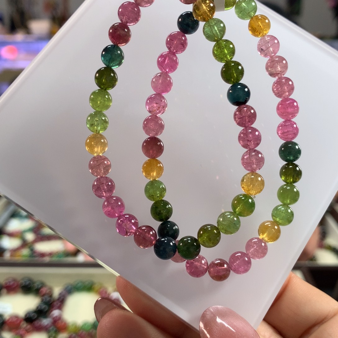 碧玺手链未镶嵌多样性发其一条6毫米左右