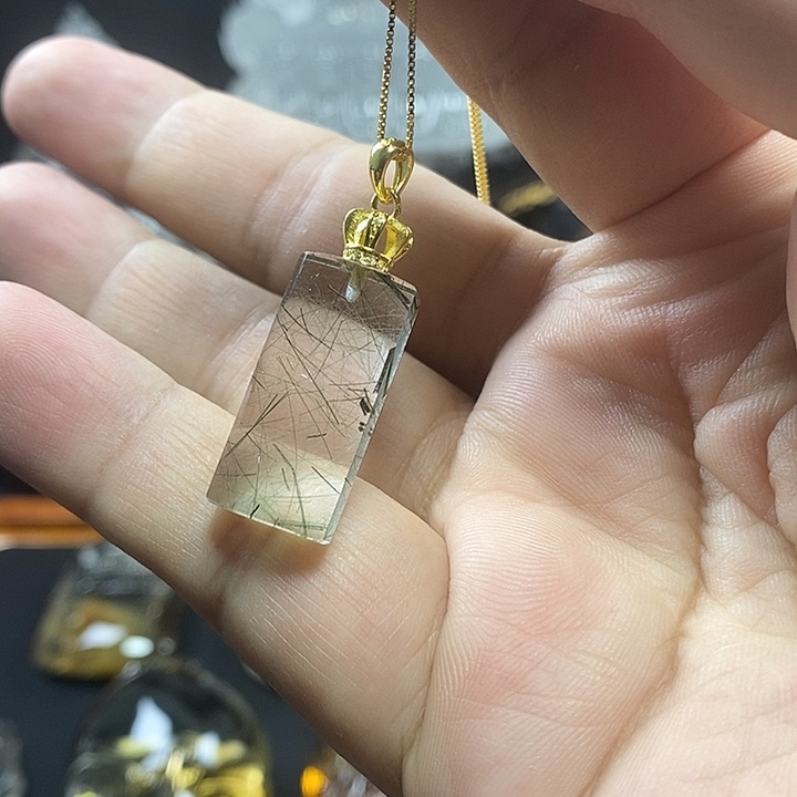 颈饰银S925镶嵌水晶绿发晶