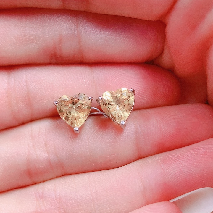 水晶耳钉银S925镶嵌芳*8✖️8