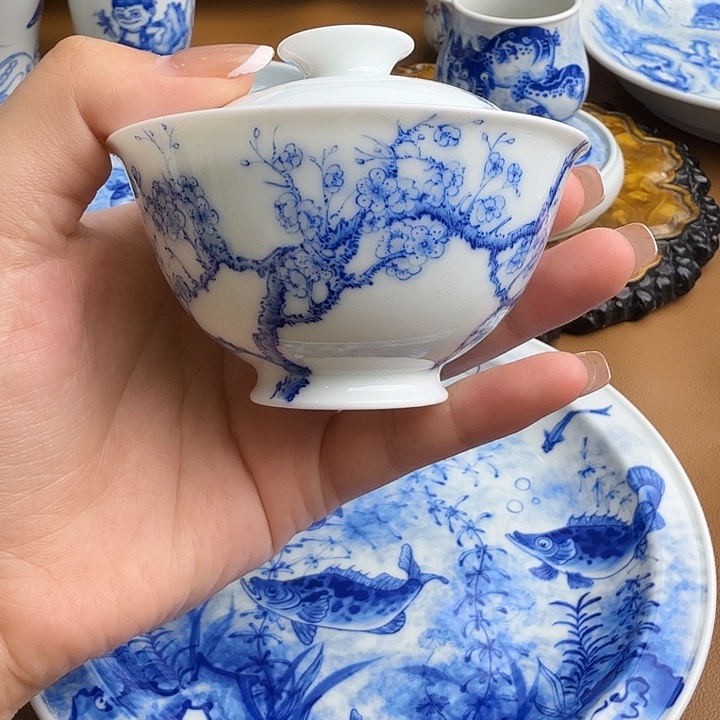 盉木。   桃花盖碗。   