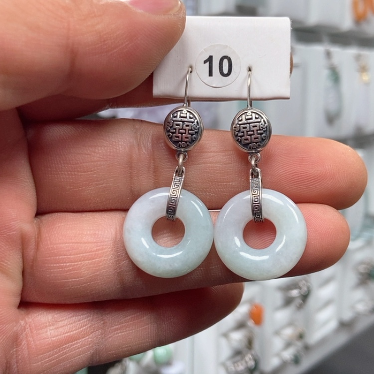 【闪购商品】翡翠耳饰银S925镶嵌耳饰