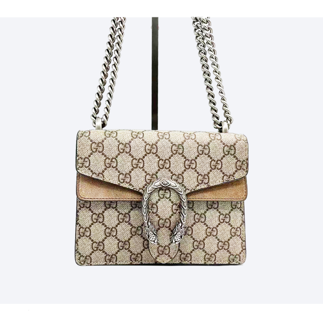 99新 GUCCI/古驰 卡其色小号酒神包BZ6