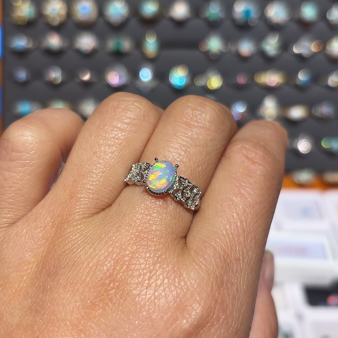 欧泊银S925镶嵌戒指戒指