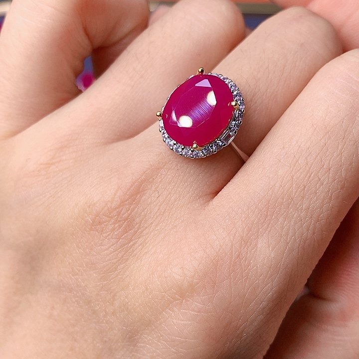 红宝石戒指银S925镶嵌